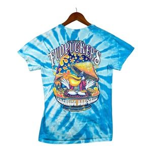 Fudpuckers T Shirt Men's Blue Tie Dye Beachside Bar And Grill Travel Destin FL S